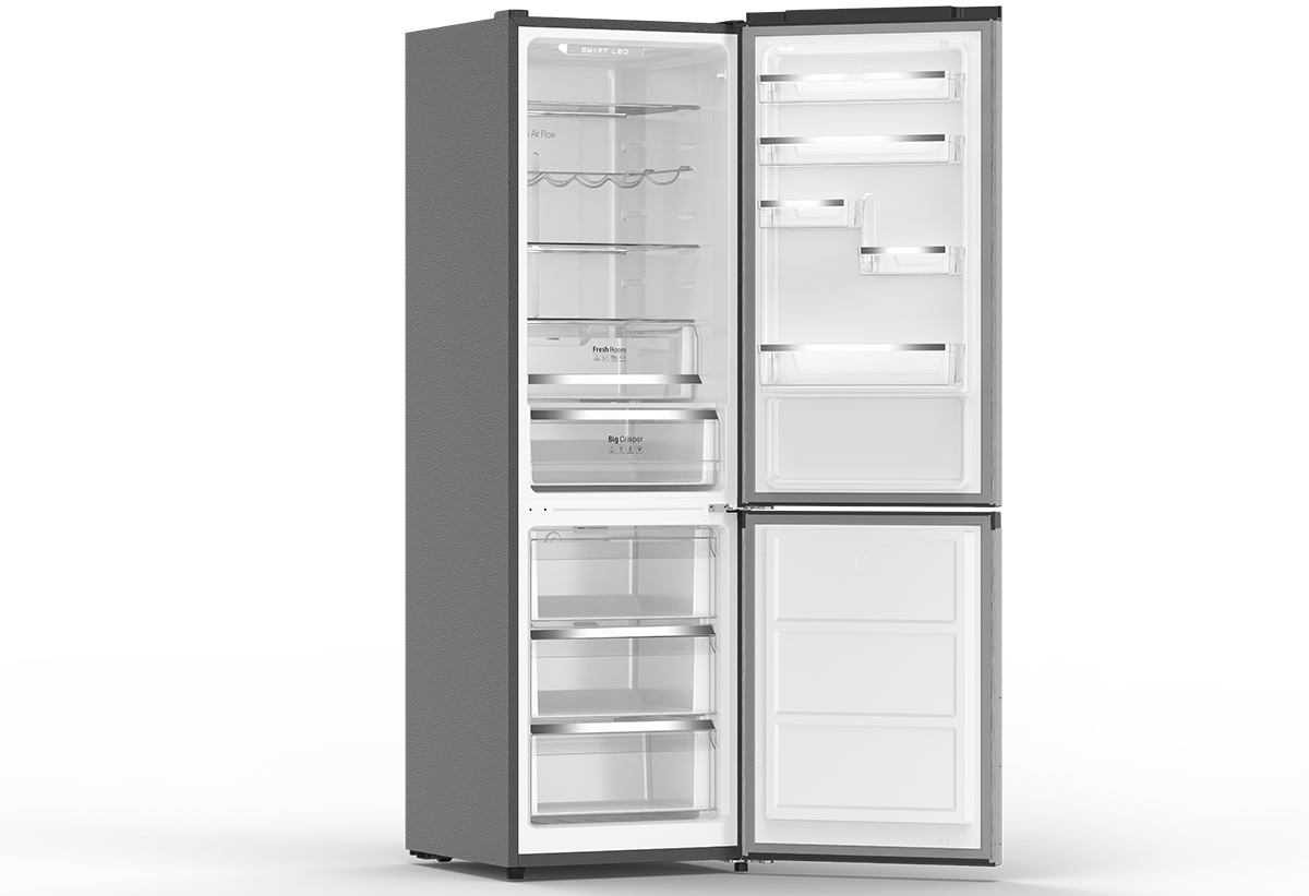 Απεικονίζεται το ψυγείο ανοιχτό.